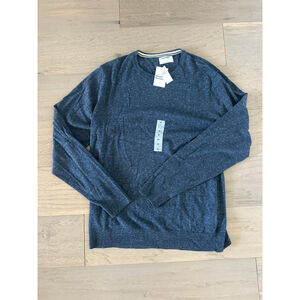 NWT Old Navy Men's Crewneck Sweater XL Heather Navy Stripe